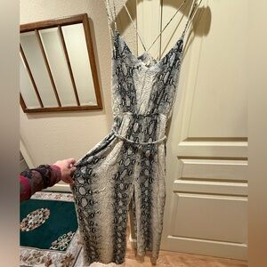 Lovestitch Black and White Snake Print Jumpsuit